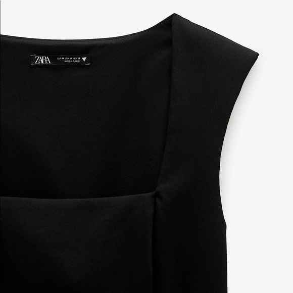 Zara Black  Bodysuit square neckline With Shoulder pads NWT Size Small - Picture 3 of 6